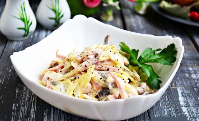 Christmas & New Year's Treat With Ham And Pickled Mushroom Salads - christmas side salad