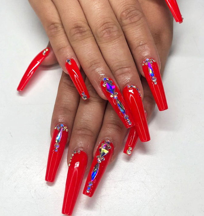 Valentines Red Nail Ideas Coffin