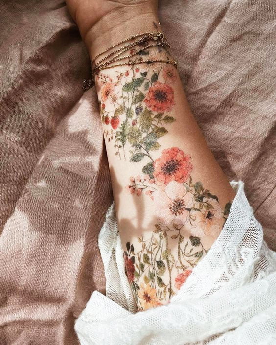 Multi-colored Tattoos - 41 Best Small Flower Tattoos For Women