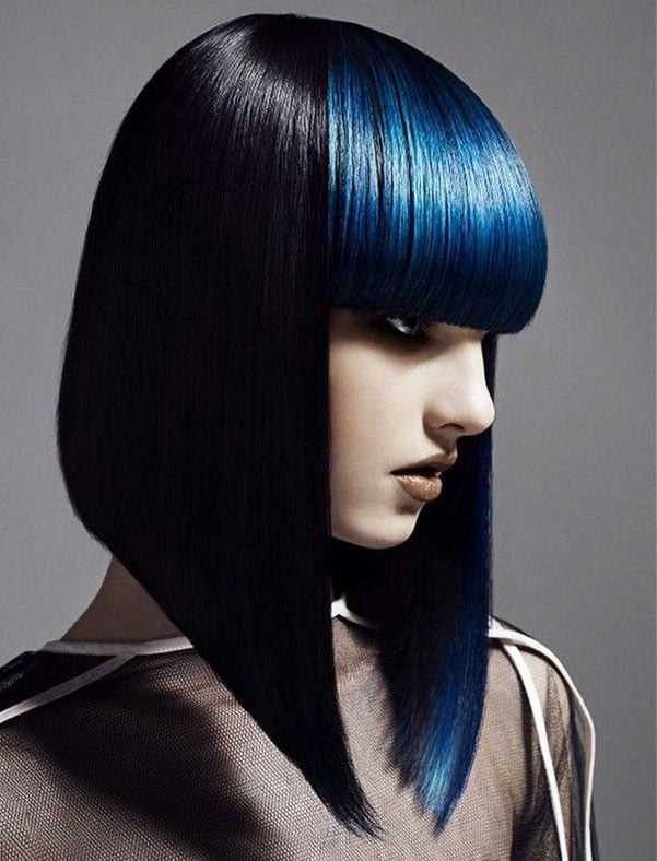 Short Haircuts For Black Hair - Hairstyle With Sharp Edges And Thick Bangs