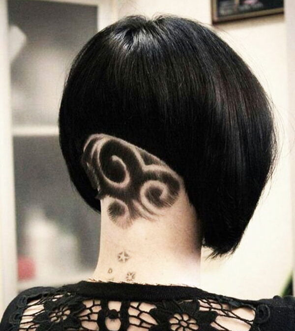 Short Haircut With Patterns In The Back - Short Haircuts For Black Hair