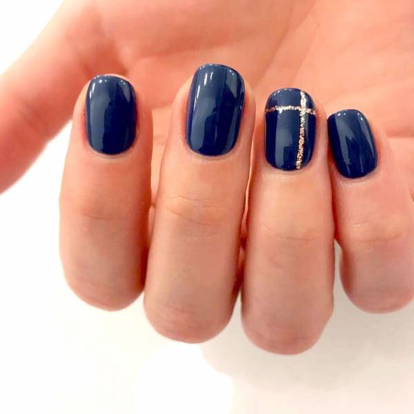 Blue Long Nails Designs With Sequins