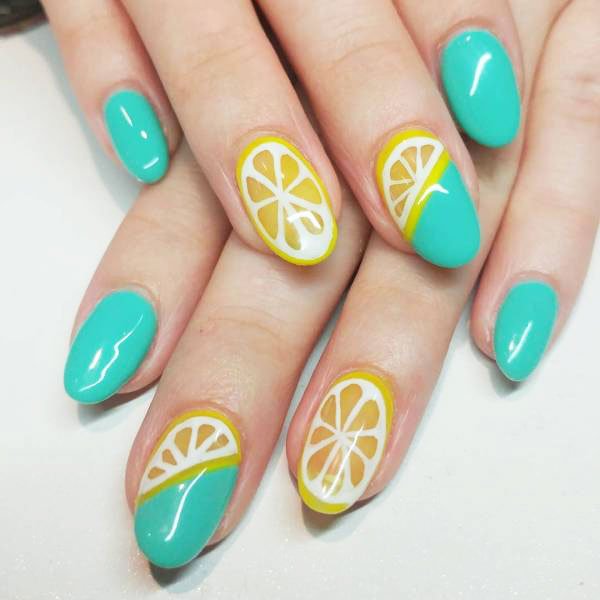 Color-blocking - Lemon Nails 