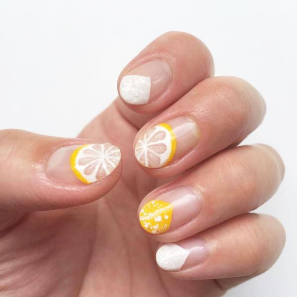 Lemon Nails Design On Short Nails