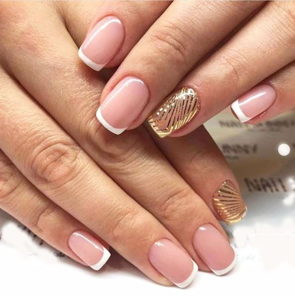 Pink French On Nails - Short Pink Nails Design