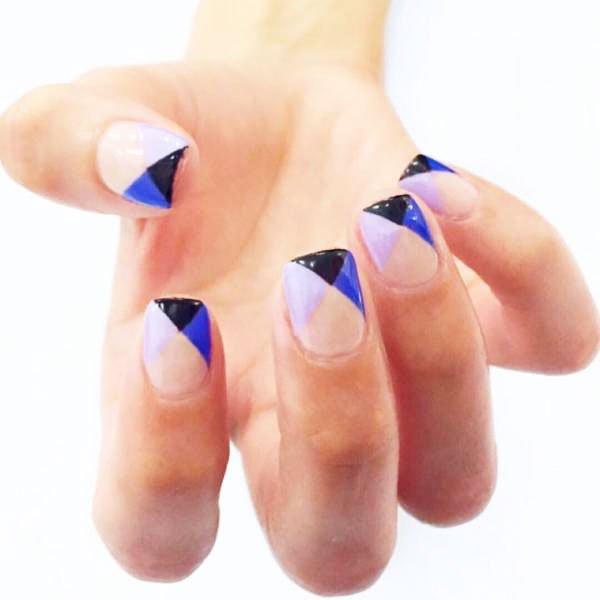 blue french nails - Blue Long Nails Design