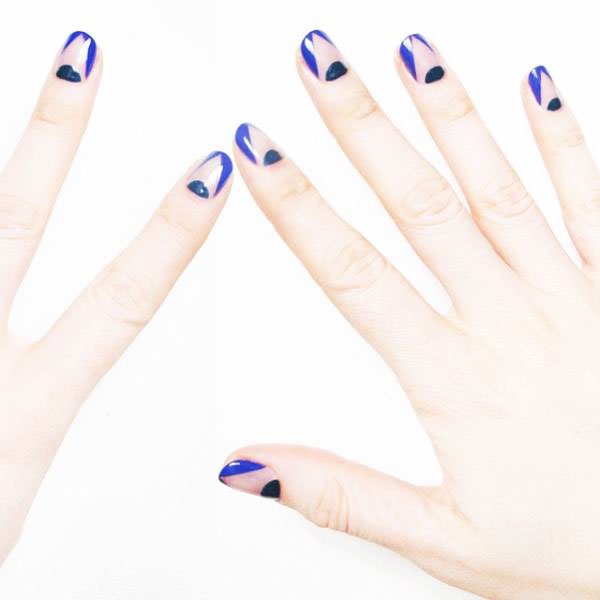 lunula nails - Blue Long Nails