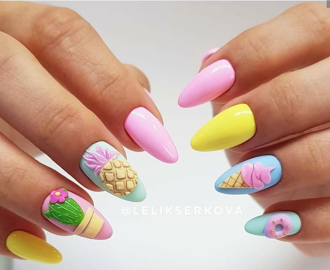 With Drawings - Best Summer Acrylic Nail Designs 