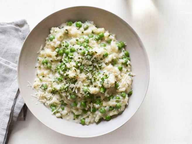 Easter Dinner of Risotto With Green Peas