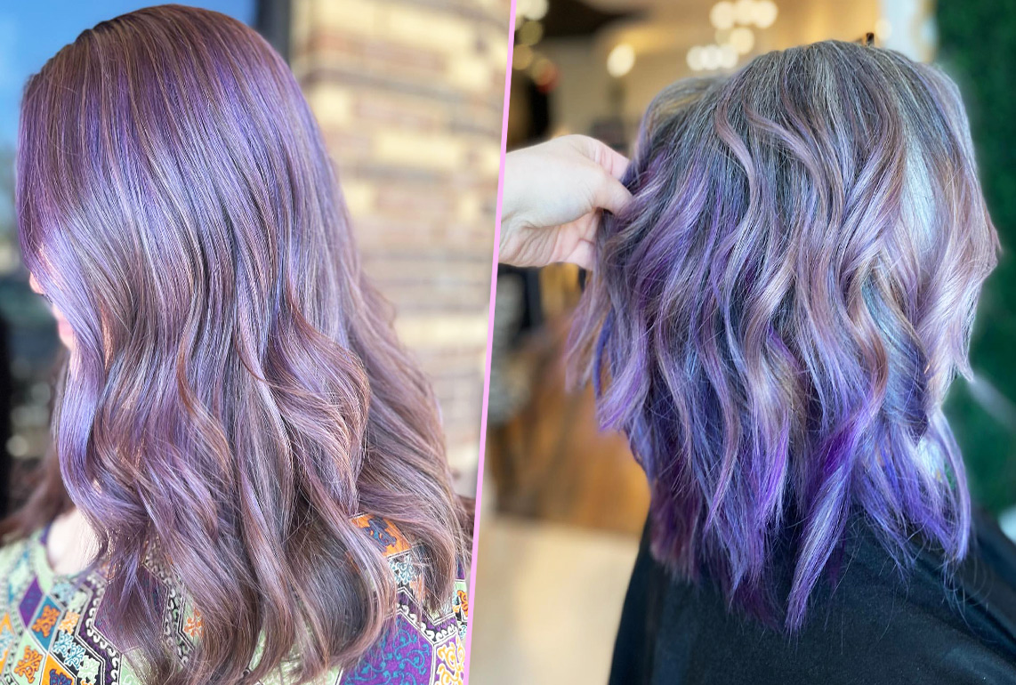 7 Natural Gray Hair with Purple Highlights- Embracing the Beauty of Age with Vibrant Expression