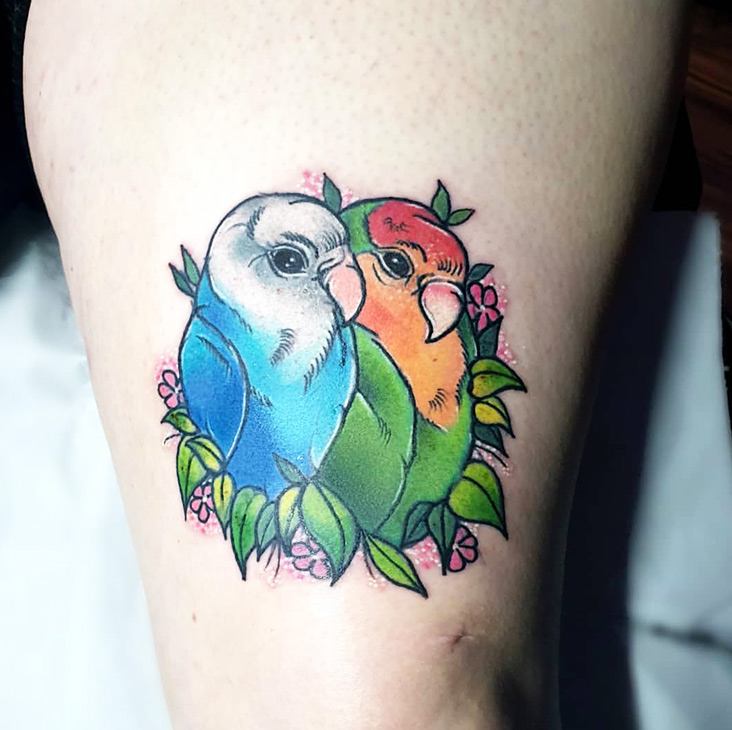 Matching Love Bird Tattoos for Couples