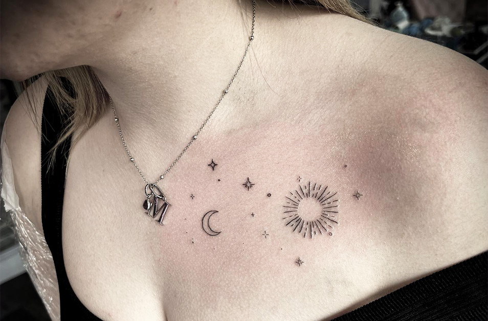 Sun and Moon Tattoo for Women